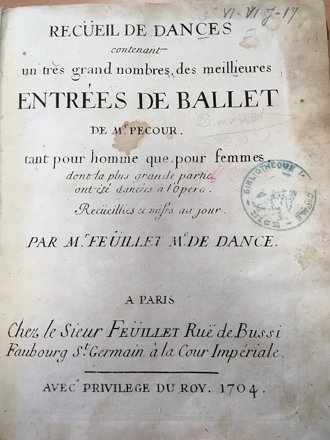 Ouvrage singulier de danses gravées paru en 1704